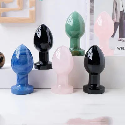 Natural Rose Quartz Amethyst Black Green Crystal Dildo Carved Engraving Technique Healing Massage Yoni Wand for Women