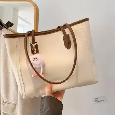 Fashion Retro Large Capacity Single Shoulder Bag Simple Commuting New Texture Underarm Handbag Polyester Pu for Women