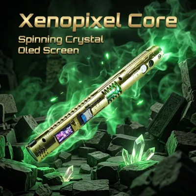Nexus Sabers Premium Custom Xenopixel Pogo Core for Type-C Port Lightsabers with Spinning Cooper Crystal Oled Screen 1 Inch Hilt