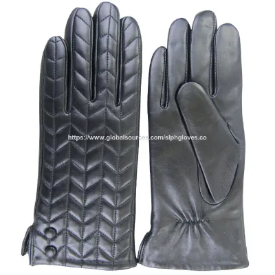 Wholesale OEM black genuine leather gloves for women