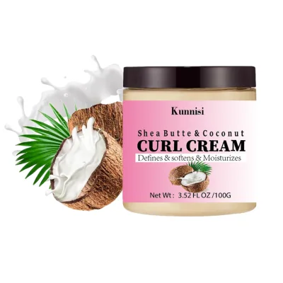 MOQ 200 Custom Label 200g Coconut Curling Moisture Cream Defining Curly for Wig Styling and Dry Frizz Hair