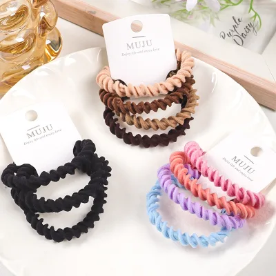 4Piece of High Elastic Thread Hair Tie  Leather Band Simple Basic Scrunchie Headband High Ponytail Hair Ties Mixed Colours