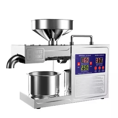 Mini Automatic Home Use Oil Press Machine 110V/220V Easy Operation for Sesame Peanut Coconut Palm Peanut Oil Pressing for Farms