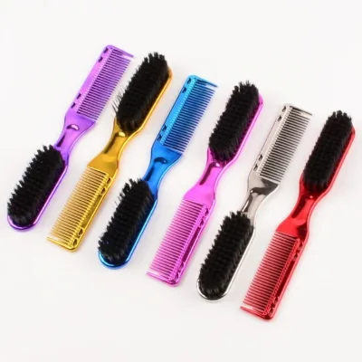 Styling Comb for Men Double Head Cleaning Brush Comb Golden Men's Oil Head Beard Styling Brush-Cleaning Tools Salons Home Use