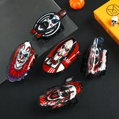 New Arrival Halloween Horror Grimace Skull Claw Hair Clips ACrylic Plastic Party Style Hair Claw Clips for Women and Girls