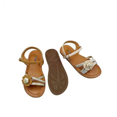 New Summer Leather Craft Shoes Tpr Sandals for Kids Girl Wholesale Kids Summer Sandals 2023