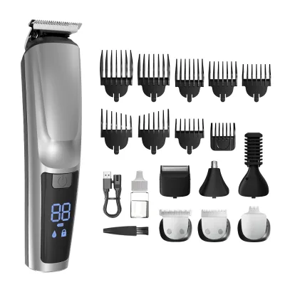 Rechargeable Professional Men's Grooming Kit Custom logo Hair Remover Kit 6 in 1 Beard Nose Ear Hair Trimmer