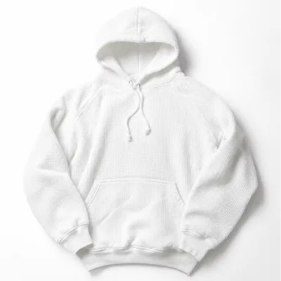 Plain White Waffle Knit Hoodie Custom Color Dye Embroidery Digital Printed Brand logo Graphic Distressed Pullover Hoodie Unisex