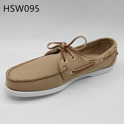 LMD,Hand-stitching Anti-tear Sand Color Suede Leather Loafer Shoes Comfy No Grinding Feet Docksides Classic Boat Shoes HSW095