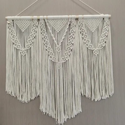 Customized White Macrame Wall Hanging Bohemian Eco-friendly Macrame for Entryway Wall Decor