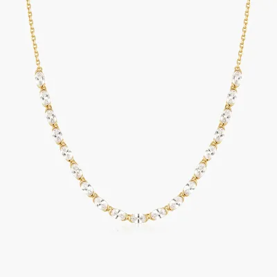 Bulk Silver 925 18K Gold Vermeil Waterproof Bezel Oval Cubic Zirconia Half Women's Tennis Necklace Designer Jewelry Anniversary