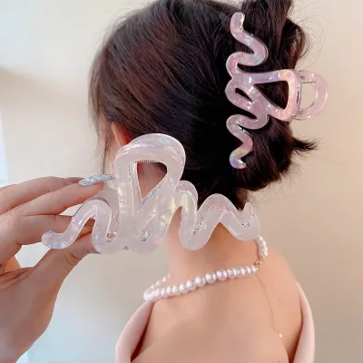 Fashion Accessories Acetic Acid Shark Hair Claw Geometric Marble Acetate Irregular Hair Claw Jelly Colored Hair Accessories