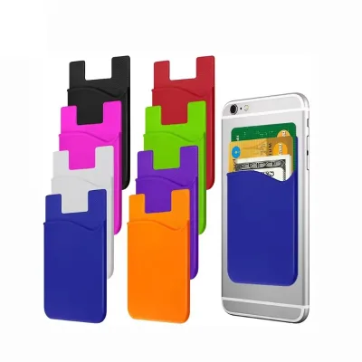 Custom Logo Silicone Cell Phone Card Holder Mobile Phone Credit Card Holder Sticky ID Credit Card Wallet