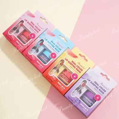 Organic Vegan Dual Color Cream Lip Sleeping Mask with Brush 12g Anti-Wrinkle