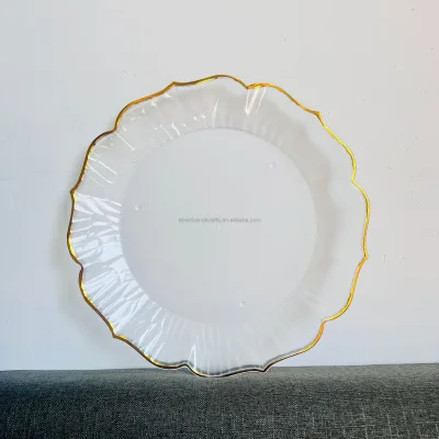 Electroplated Luxury PP Charger Plate Antique Style for Wedding and Living Room Table Decor