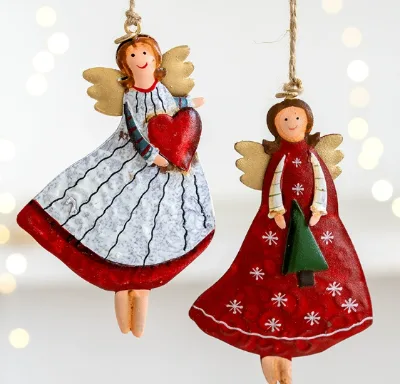 Hand Painted Resin Angel Ornament New Design Christmas Xmas Tree Hanging Decor Cute Angel Christmas Crafts