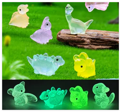 Christmas Ornaments Resin Luminous Miniature Animal Dinosaur Toys Cute Collectible Fairy Love Hand-painted Figurines