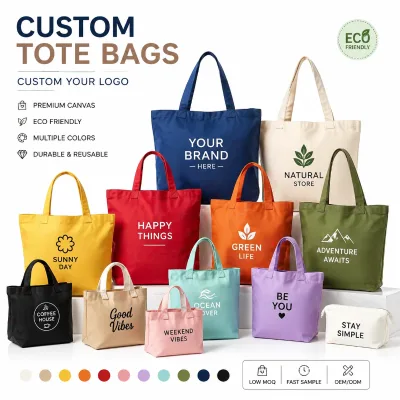 Custom Logo Printed Sublimation Blank Reusable Grocery Shopping Promotional Bags Plain Polyester Cotton Canvas Shopping Tote Bag