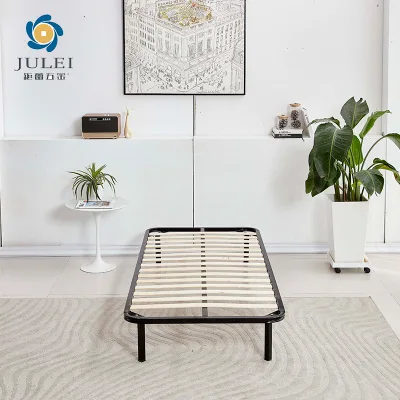14 Inches High Space Saving Flexible Slat Metal Bed Frame Mattress Base for Home Hotel Apartment Warehouse Bedroom Furniture