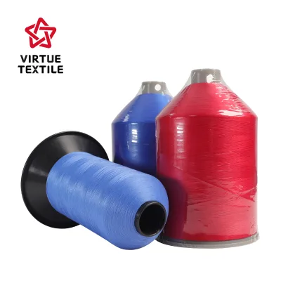 100% Polyester Textured Yarn /Thread Hilos De Coser TKT30 60 120 150D/3 250D/2 420D/3 Overlocking / DTY for Light Weight Fabric