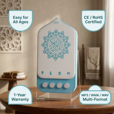 GoTall GLJ-A LED Light Digital Quran Player Auxiliary Portable Quran Speaker 4 Buttons Surah Jump Repeat MP3 WMA WAV 128MB
