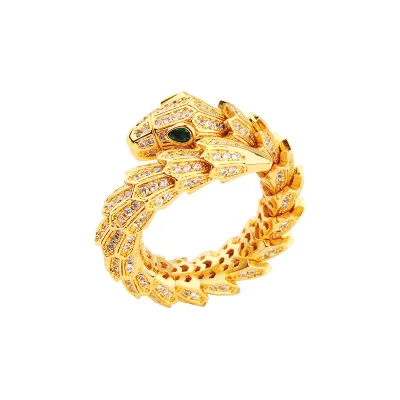 Non Tarnish Jewelry Snake Rings Opening 18K Gold Platinum Plated Punk Animal Ring Adjustable Snake Ring