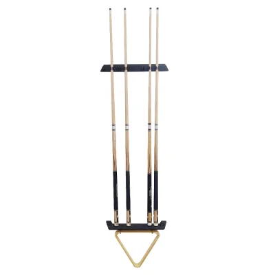 Hardwood Pool Cue Rack Billiard Stick Wall Rack with 6 Cue Clips
