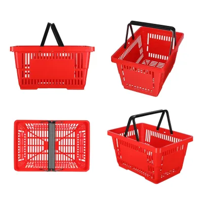 New Stock Arrival Red Grocery Cart Shopping Laundry Basket on Wheels