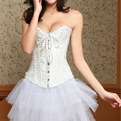 High Quality Breathable Eco-Friendly Seamless Spandex Slimming Shaper Boned Satin Lace Vintage Bustier Top Plus Size Bust Corset