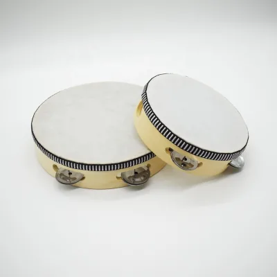 Baby Rattles Percussion Toys Wooden Orff Musical Rhythm Instrument Baby Hand Bell Kids Wood Tambourines Hand Drums