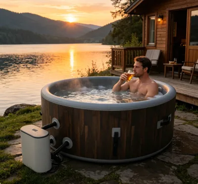 Portable Inflatable Hot Tub Wood, Spa Tubs & Sauna Rooms Air Bubble Massage Indoor Outdoor Villa Cabin Complete Accessories