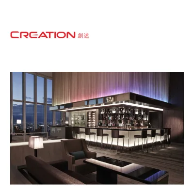 Luxury Hotel Solid Wood Reception Bar Counter with Gold Trim for Lobby Lounge Areas