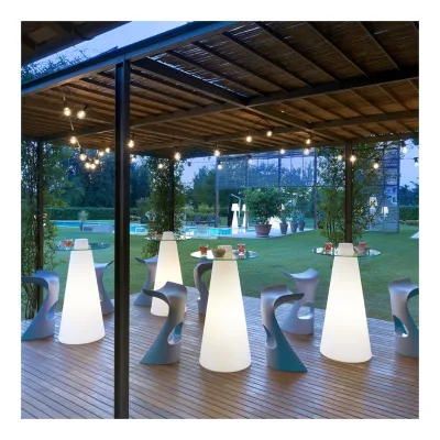 Rechargeable Color Change LED High Table and Black Bar Stools ( Tp121A)