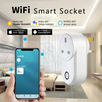 Factory Direct WIFI Smart Remote Switch EU/UK Plug Smart Home Socket Home Automation Flip Design 3000W 50M