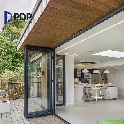 Top-Class Customized Glass Folding Doors Thermal Insulated for Outdoor Villa Bathroom Bedroom Foldable Opening Method