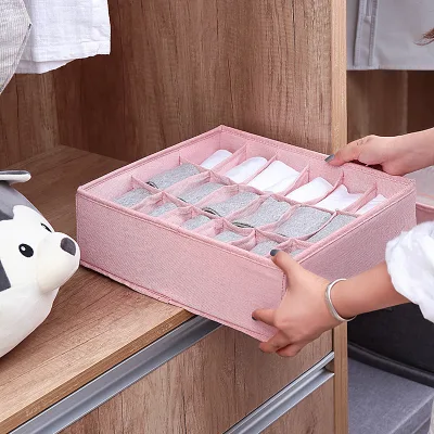 New Style Underwear Storage Box Cotton Linen Underwear Organizer for Home Bedroom Finishing