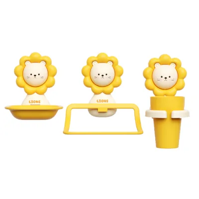 Exquisite Workmanship Safe PP Material Lion Shaped Children's Toilet Wall Hanging Set