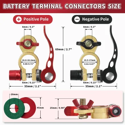 12V 24V DC Car Battery Clamp Positive Negative M8 Battery Connector Off-road Battery Terminal Distribution Block Car Audio