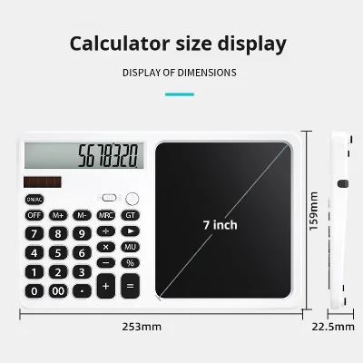 GY 2-in-1 Calculator & LCD Handwriting Board with One-Key Clear ABS Plastic Battery Included for Financial/Office/Student Use