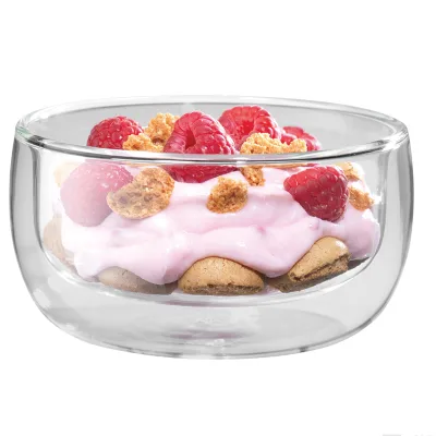 High Borosilicate Glass Bowl, Double Wall Glass Bowl for Salad Oat Use