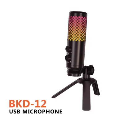 Dazzling Cool USB RGB LED Wired Desktop or Handheld Gaming Microphone Condenser Microphone for Tablet