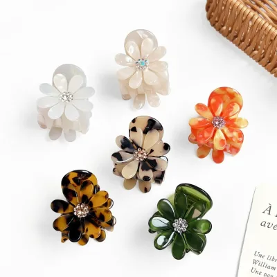 Multicolor Acetate Flower ClawClip Grab Clip With Diamond Daisy Hair Clip Festival Gift Girls Cute Accessories
