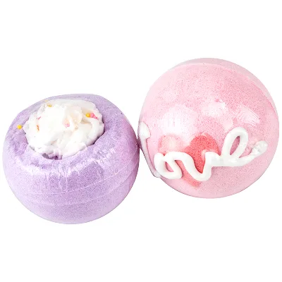 Wholesale Private Label Natural Coconut Oil rainbow Heart-shaped Bath Bombs