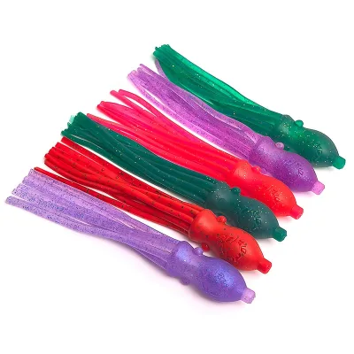 4.5g 100mm 4pcs Per Pack TPE Artificial Soft Bait Deluxe Octopus Lure for Sea Bass Boat & Shore Fishing Hollow Head Squid HBS15