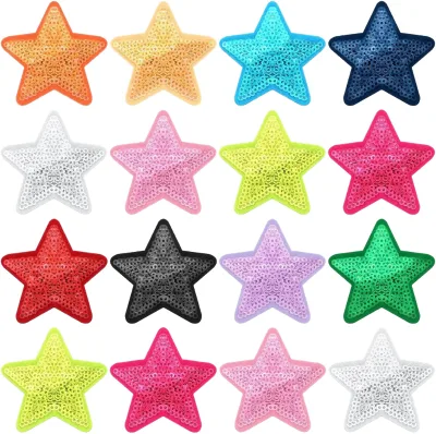 30pcs Sequin Star Iron-On Patches Colorful Shiny Sew Patches for Clothing Jackets Jeans Pants Dresses Backpacks Hats