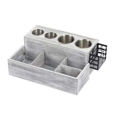 Hair Tool Organizer, Wooden Hair Dryer Holder and Bathroom Countertop Blow Dryer Holder
