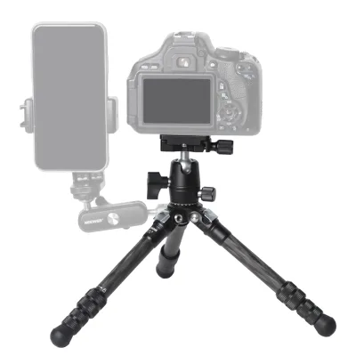 Height Adjustable Mini Carbon Tripod With Ball Head,Compact Pocket Travel Tabletop Tripod for Mobile Phones and Digital Camera