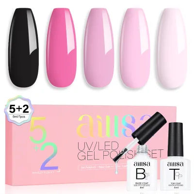 Private Label French UV Gel Nail Polish Set with Liquid Base & Top Coats DIY Salon Use High Pigment Long Lasting Color Gel Kit