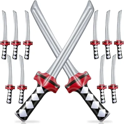 12 Pcs Inflatable Ninja Samurai Sword, Inflated Katana Sword Toy for Party Favors Cosplay Samurai Theme Party