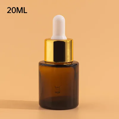 Skincare Natural Amber Cosmetic Packaging 20ml Glass Serum Oil Bottles